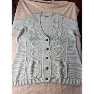 Venus Cardigan Sweater Women 2X  Long Line‎ Black Button V Neck Heather Gray